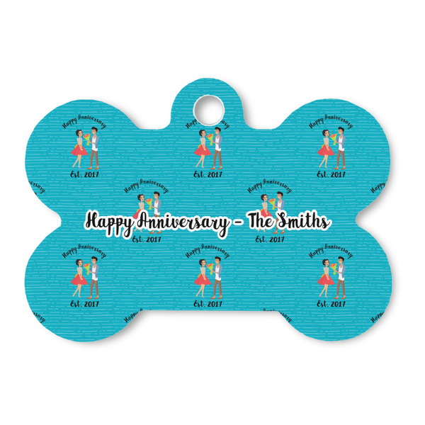 Custom Happy Anniversary Bone Shaped Dog ID Tag (Personalized)