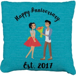 Happy Anniversary Faux-Linen Throw Pillow 18" (Personalized)