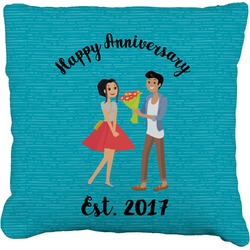 Happy Anniversary Faux-Linen Throw Pillow 20" (Personalized)
