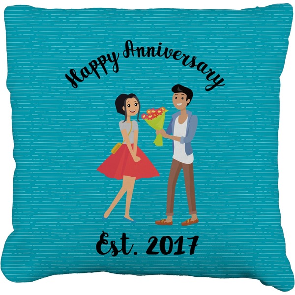 Custom Happy Anniversary Faux-Linen Throw Pillow 20" (Personalized)