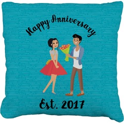 Happy Anniversary Faux-Linen Throw Pillow 26" (Personalized)
