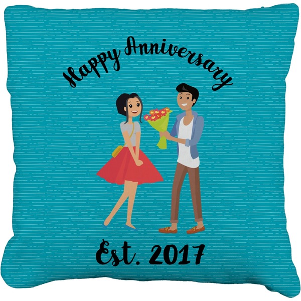 Custom Happy Anniversary Faux-Linen Throw Pillow 26" (Personalized)