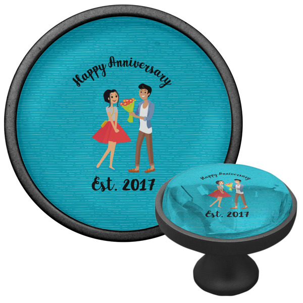 Happy Anniversary Cabinet Knob - Black - Multi Angle