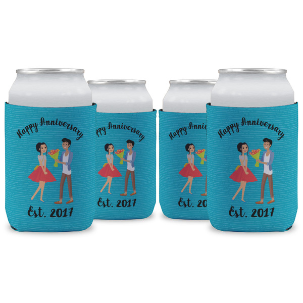 Custom Happy Anniversary Can Cooler (12 oz) - Set of 4 w/ Couple's Names