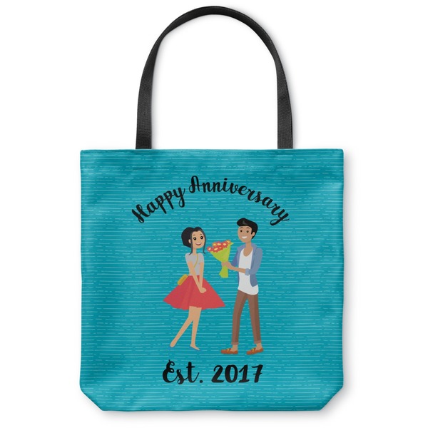 Custom Happy Anniversary Canvas Tote Bag - Large - 18"x18" (Personalized)