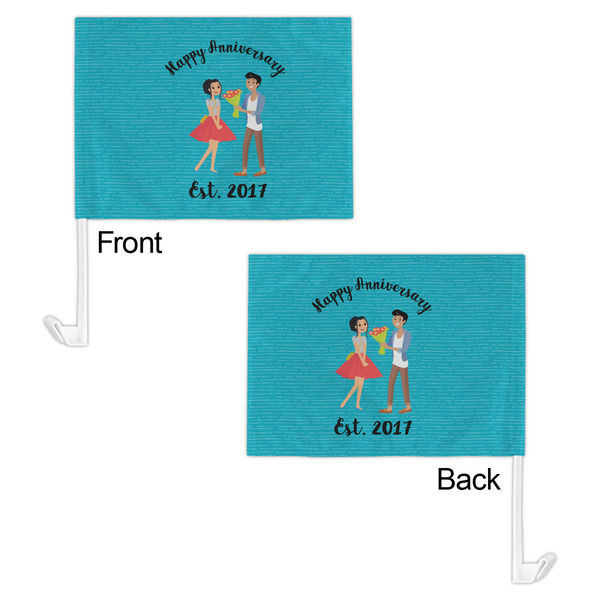 Happy Anniversary Car Flag - 11" x 8" - Front & Back View