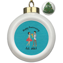 Happy Anniversary Ceramic Ball Ornament - Christmas Tree (Personalized)