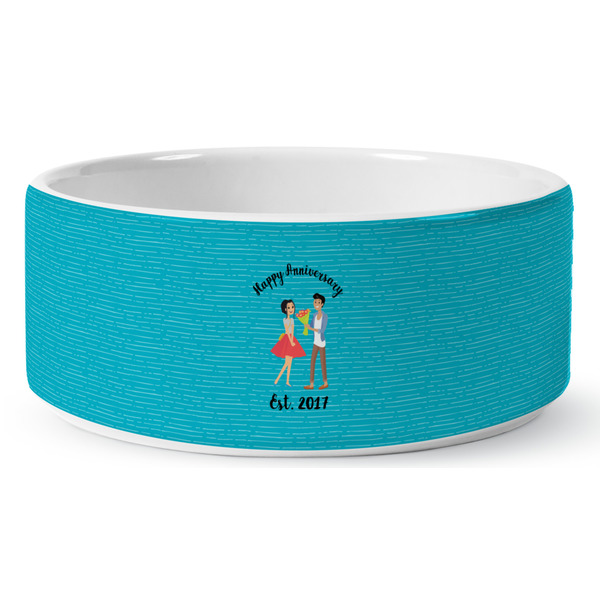 Happy Anniversary Ceramic Dog Bowl - Medium - Front