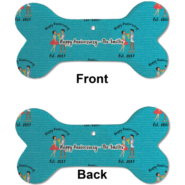 Happy Anniversary Ceramic Flat Ornament - Bone Front & Back (APPROVAL)