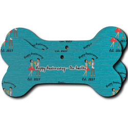 Happy Anniversary Ceramic Dog Ornament - Front & Back w/ Couple's Names