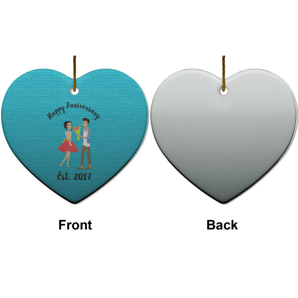 Happy Anniversary Ceramic Flat Ornament - Heart Front & Back (APPROVAL)