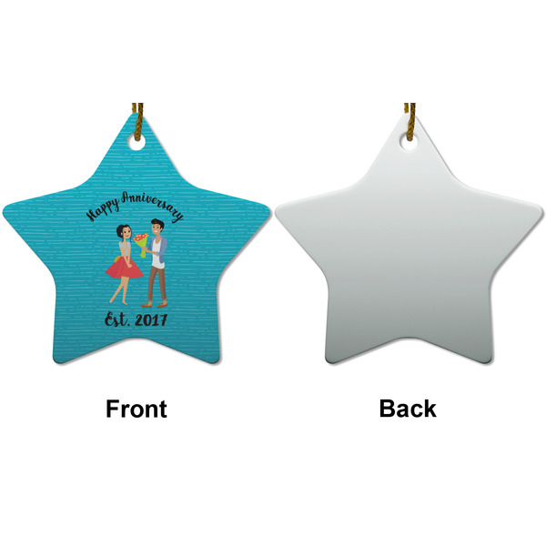 Happy Anniversary Ceramic Flat Ornament - Star Front & Back (APPROVAL)