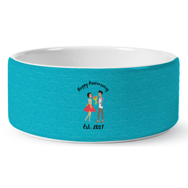 Custom Happy Anniversary Ceramic Dog Bowl - Large (Personalized)