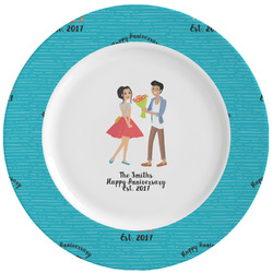Happy Anniversary Ceramic Dinner Plates (Set of 4) (Personalized)