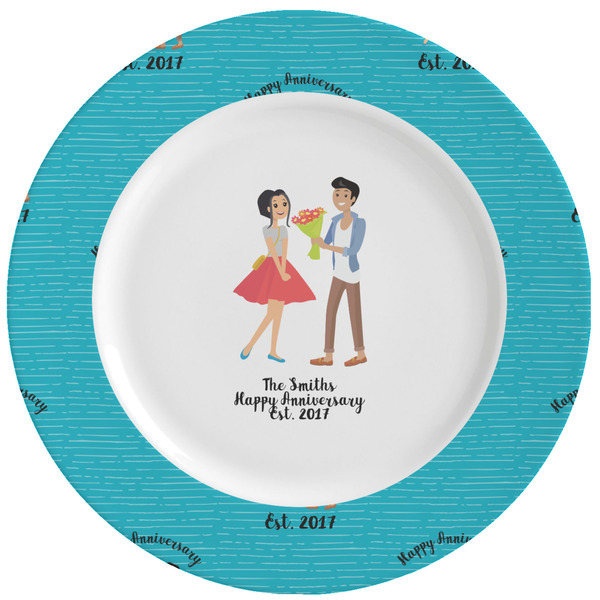 Custom Happy Anniversary Ceramic Dinner Plates (Set of 4) (Personalized)