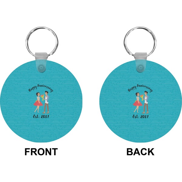 Happy Anniversary Circle Keychain (Front + Back)
