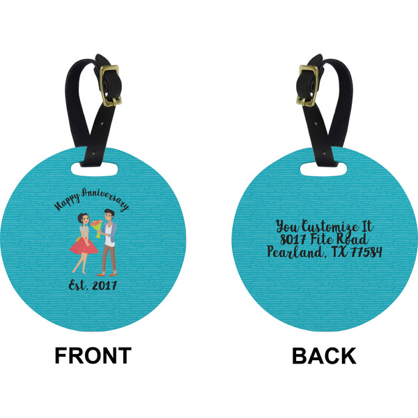 Happy Anniversary Circle Luggage Tag (Front + Back)