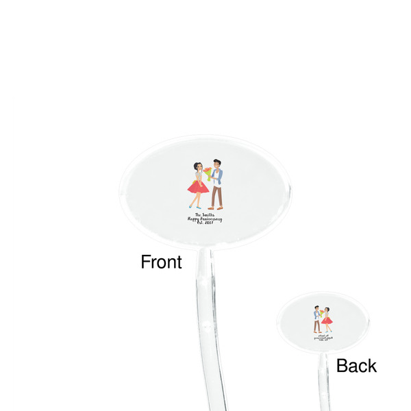 Happy Anniversary Clear Plastic 7" Stir Stick - Oval - Front & Back