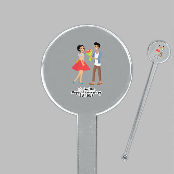 Happy Anniversary Clear Plastic 7" Stir Stick - Round - Closeup