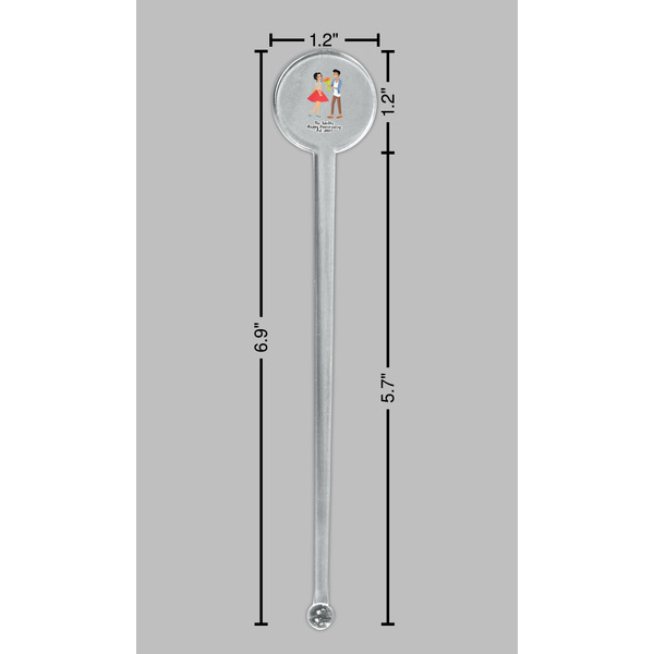Happy Anniversary Clear Plastic 7" Stir Stick - Round - Dimensions