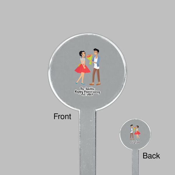 Happy Anniversary Clear Plastic 7" Stir Stick - Round - Front & Back