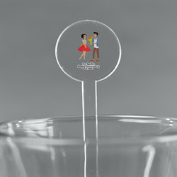 Happy Anniversary 7" Round Plastic Stir Sticks - Clear (Personalized)