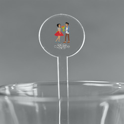 Happy Anniversary 5.5" Round Plastic Stir Sticks - Clear (Personalized)