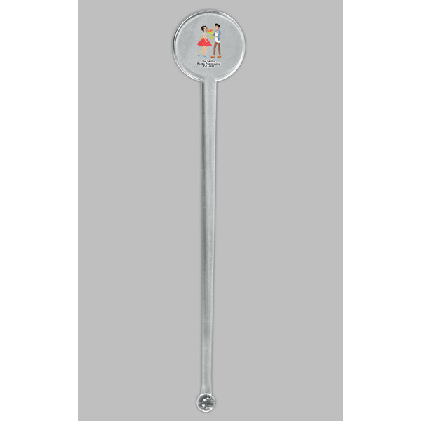 Happy Anniversary Clear Plastic 7" Stir Stick - Round - Single Stick