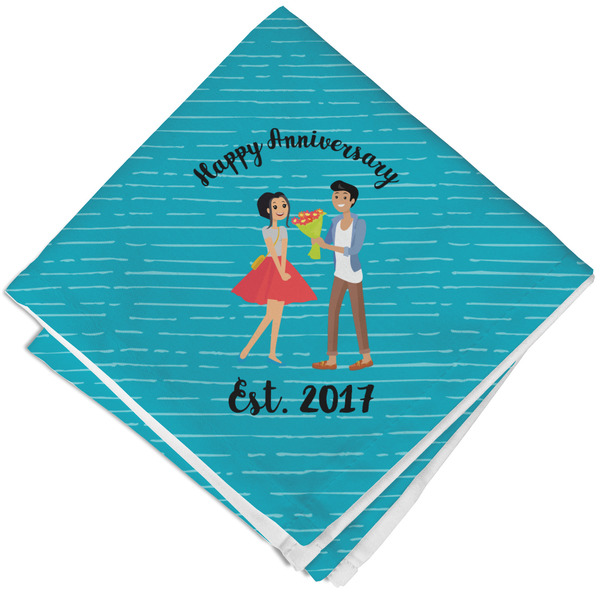 Custom Happy Anniversary Cloth Cocktail Napkin - Single w/ Couple's Names