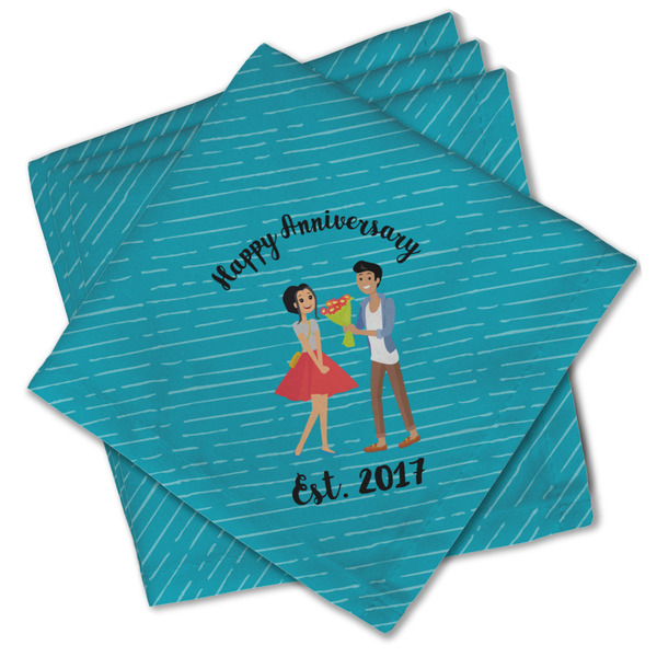 Custom Happy Anniversary Cloth Cocktail Napkins - Set of 4 w/ Couple's Names