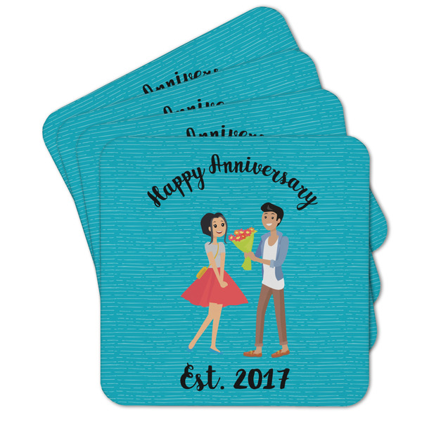 Custom Happy Anniversary Cork Coaster - Set of 4 w/ Couple's Names