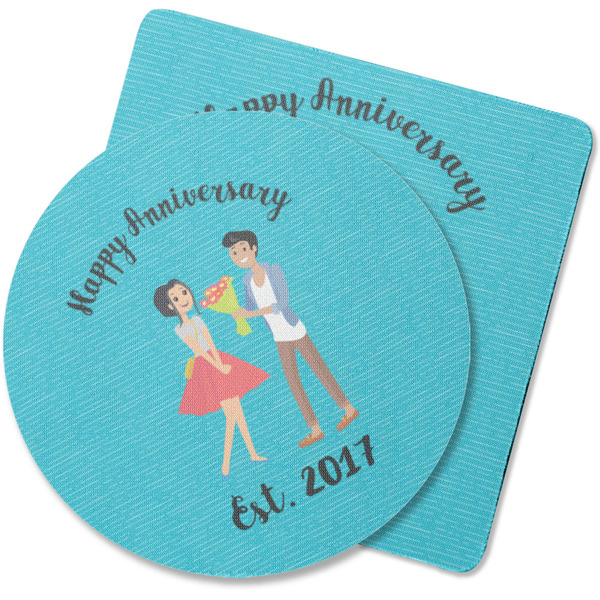 Custom Happy Anniversary Rubber Backed Coaster (Personalized)