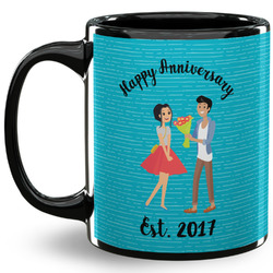 Happy Anniversary 11 Oz Coffee Mug - Black (Personalized)