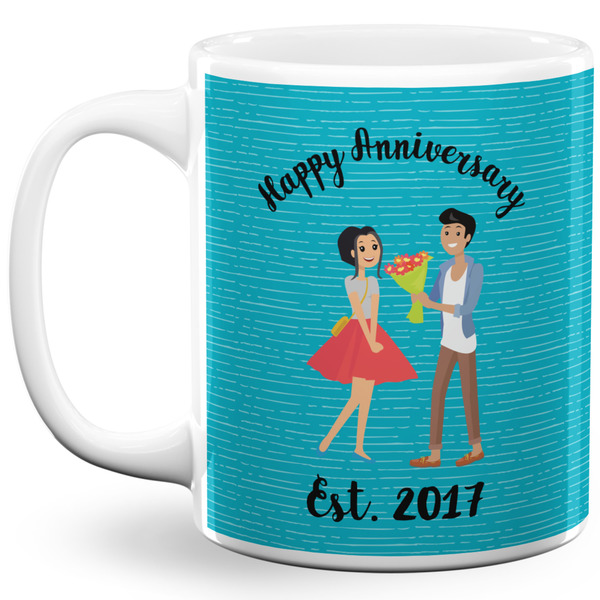 Custom Happy Anniversary 11 Oz Coffee Mug - White (Personalized)