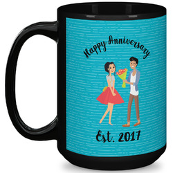 Happy Anniversary 15 Oz Coffee Mug - Black (Personalized)