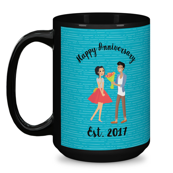 Happy Anniversary Coffee Mug - 15 oz - Black