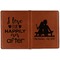 Happy Anniversary Cognac Leather Passport Holder Outside Double Sided - Apvl