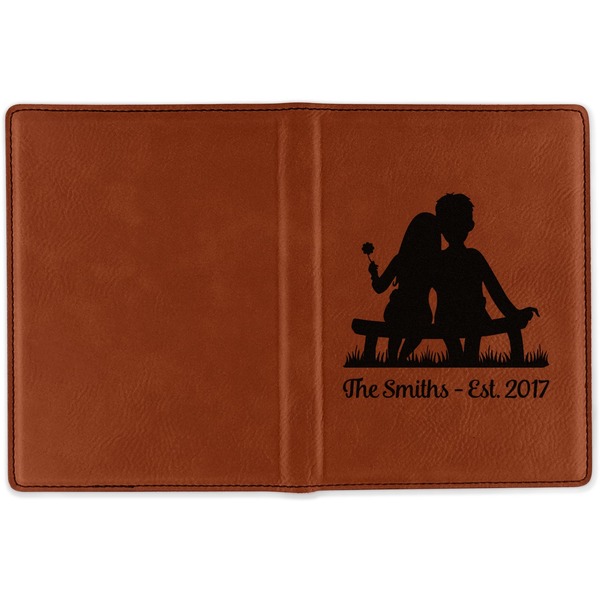 Happy Anniversary Cognac Leather Passport Holder Outside Single Sided - Apvl