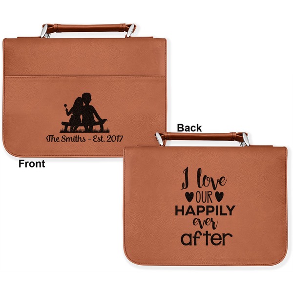 Happy Anniversary Cognac Leatherette Bible Covers - Large Double Sided Apvl