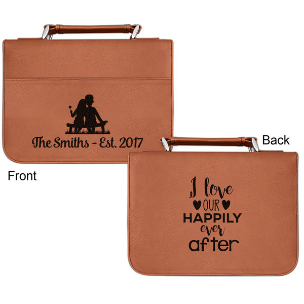 Happy Anniversary Cognac Leatherette Bible Covers - Small Double Sided Apvl