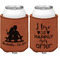 Happy Anniversary Cognac Leatherette Can Sleeve - Double Sided Front and Back