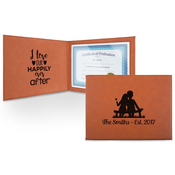Custom Happy Anniversary Leatherette Certificate Holder - Front and Inside (Personalized)