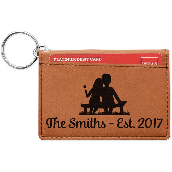 Custom Happy Anniversary Leatherette Keychain ID Holder - Double Sided (Personalized)