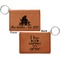 Happy Anniversary Cognac Leatherette Keychain ID Holders - Front and Back Apvl