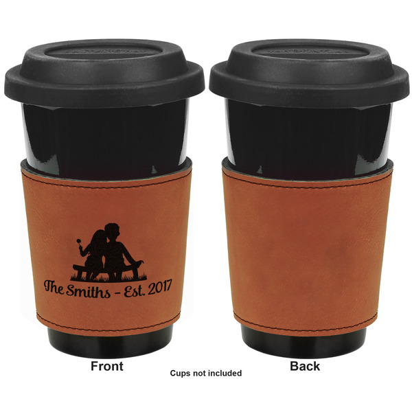 Happy Anniversary Cognac Leatherette Mug Sleeve - Single Sided Apvl