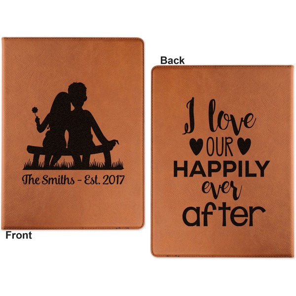 Happy Anniversary Cognac Leatherette Portfolios with Notepad - Small - Double Sided- Apvl