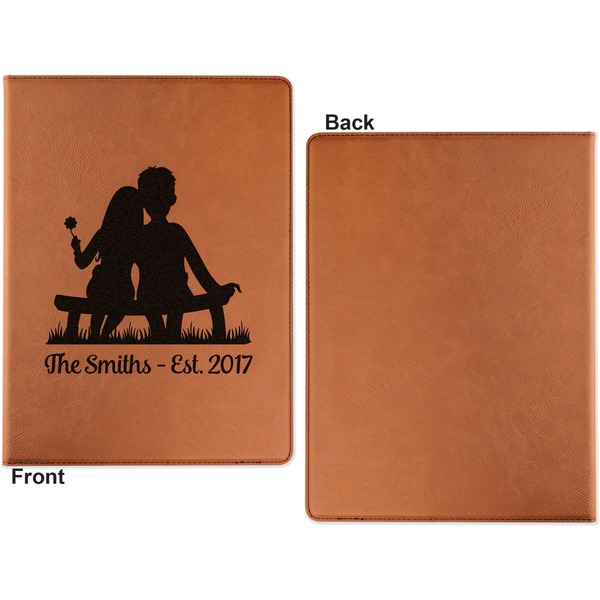 Happy Anniversary Cognac Leatherette Portfolios with Notepad - Small - Single Sided- Apvl