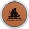 Happy Anniversary Cognac Leatherette Round Coasters w/ Silver Edge - Single