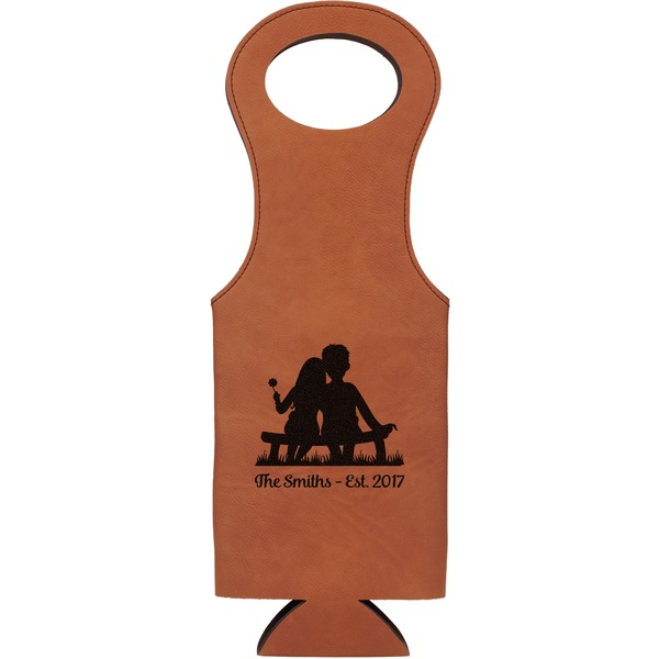 Custom Happy Anniversary Leatherette Wine Tote (Personalized)