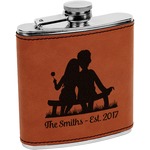 Happy Anniversary Leatherette Wrapped Stainless Steel Flask (Personalized)
